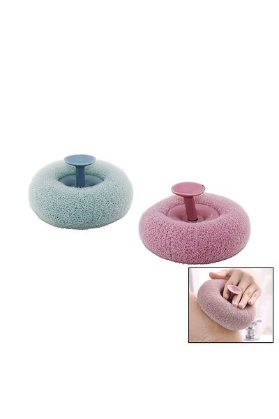 Mena Rise Şirinshop Shower Massage Sponge Colorful - Bath Fiber Massage Points Belly Suction Handle 11081