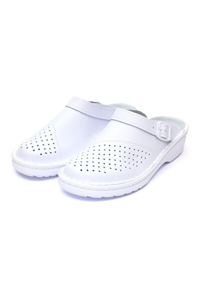 Medibut Women's leather medical clogs 09L, White
