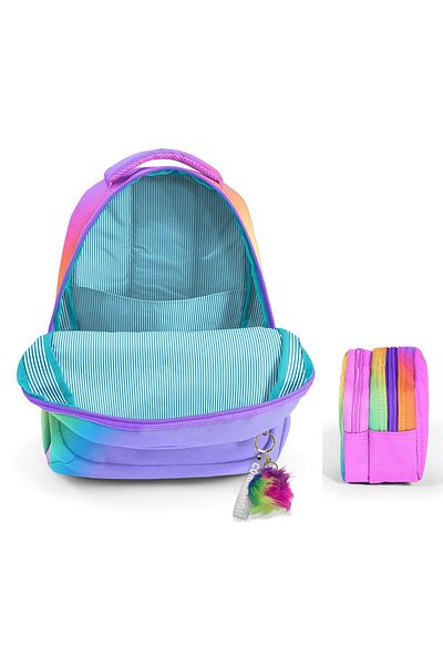 Coral High Rucsac pentru școală primară cu trei compartimente și suport pentru stilou cu două compartimente - Fată - Multicolor Color Transition