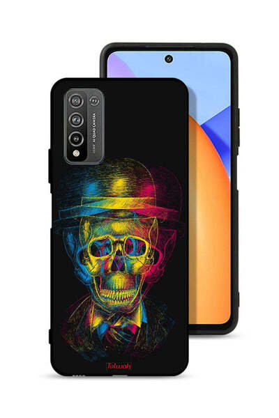 Tolwak غطاء حماية لهاتف Honor 10X Lite بتصميم جمجمة وقبعة ملونة وفن خيالي
