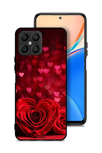 Tolwak Honor X8 4G Protective Case Cover Heart Flowers Abstract Art