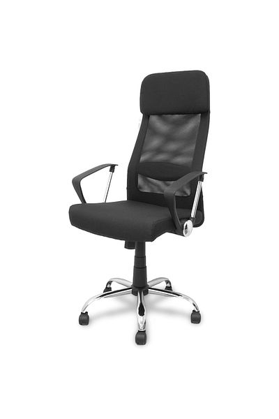 Quasar & Co. Office Chair Model Alpha, Ergonomic, Height Adjustable, Lumbar Support, Mesh/Fabric, Black