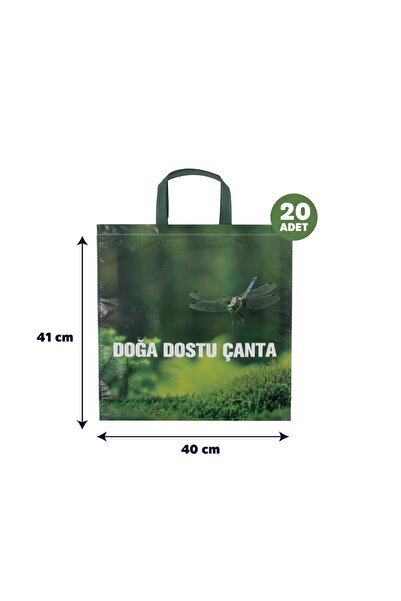 Magic Saver Bag 20 Adet Körüklü Doğa Dostu Yeşil Alışveriş Poşeti 40x41x10cm