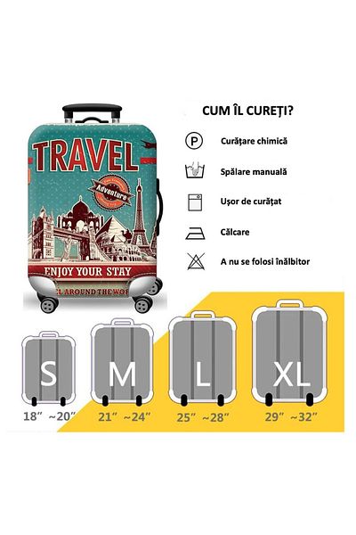 TYBO Trolley protective cover, made of polyester, elastic, hidden zipper closure, size M