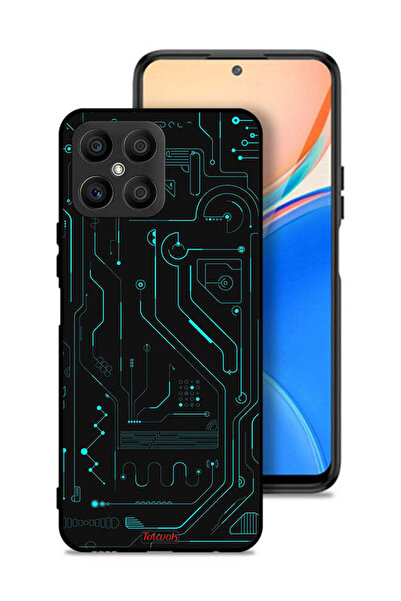 Tolwak غطاء حماية لهاتف Honor X8 4G دوائر فنية رقمية بسيطة شاشات متعددة