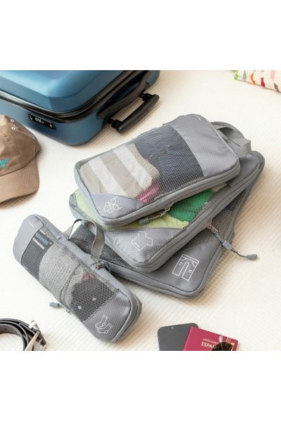 InnovaGoods Compression Organizer Bags for Suitcases - Set of 4 Pieces