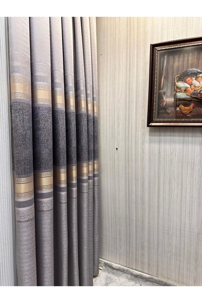 NİVEMESHOME Nivemeshome St.Pierre Ft614320 V_5403 Gray 1/3 Frequently Pleated Background Curtain Apm