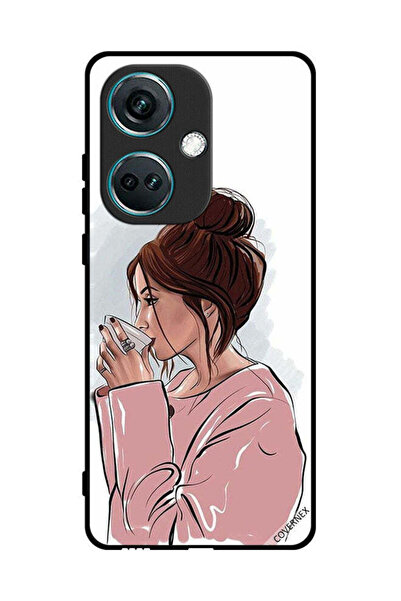 Covernex غطاء حماية لهاتف OnePlus Nord CE3 - رسم فتاة تشرب الشاي