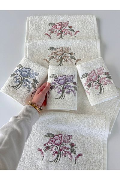 sarra Mysoft 6-Pack 30X50 3D Embroidered Towel - Symbul