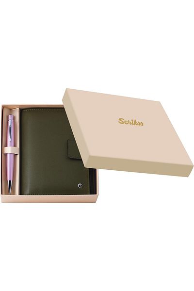 Mena Rise Şirinshop Dr 3202C12 Agenda and 62 Pink Ballpoint Pen Set Khaki 1108107