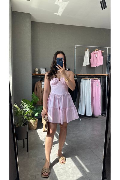 YOUR NAME Heart Collar Strap Mini Dress