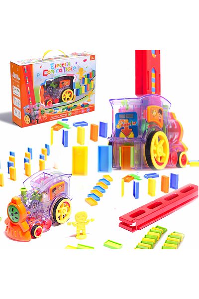 Ikonka Joc Interactiv Pentru Copii, Locomotiva Cu 80 Caramizi, 3 Ani, 16x10x7 Cm, Multicolor