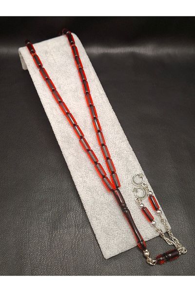 Han Ticarethane Inside Black Red Color Cut Cut Powder Amber Prayer Beads