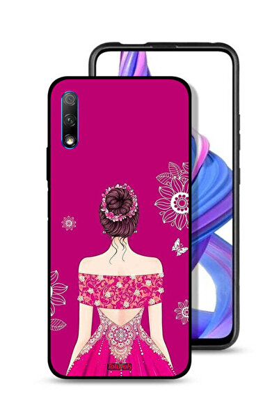 Tolwak غطاء حماية لهاتف Honor 9X (الصين) بتصميم فتاة وزهور
