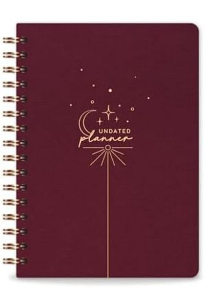 Mena Rise Diyar-ıFırsatShop Agenda A5 cu spirală din in, planificator nelimitat, roșu Claret 1017157