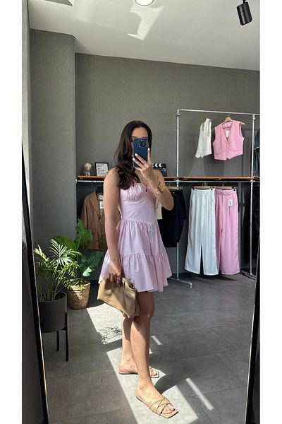 YOUR NAME Heart Collar Strap Mini Dress