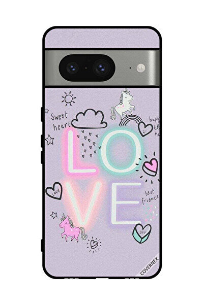 Covernex غطاء حماية لهاتف جوجل بيكسل 8 - قلب حلو وحب وحيد القرن