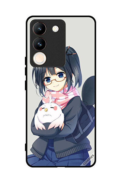 Covernex غطاء حماية لهاتف فيفو V29e - فن فتاة تحمل حيوانًا أليفًا