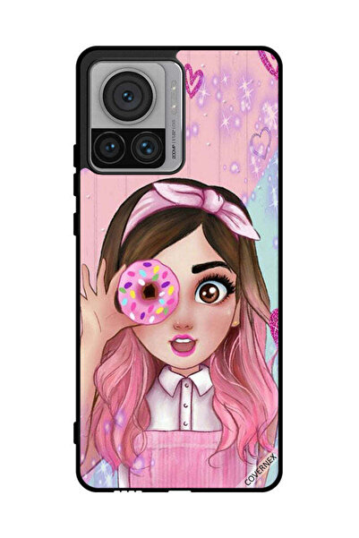 Covernex غطاء حماية لهاتف موتورولا موتو X30 برو - رسم فتاة تحب الدونات