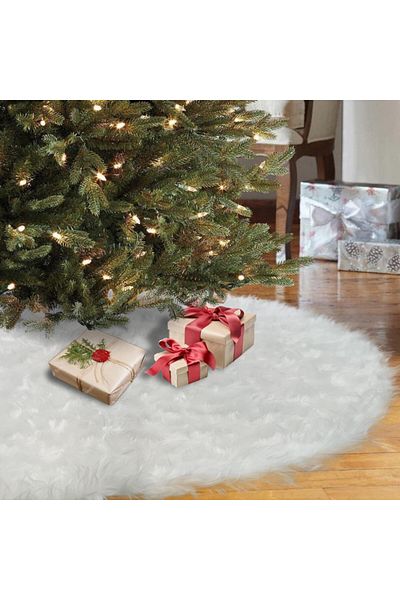 YXHZVON Christmas Tree Mat, Faux Fur, White, 78 X 78 Cm