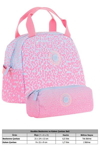 KAUKKO Dots Lunchbox + Pen Holder Set Pink, Dot Pattern, Girl