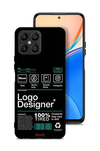Tolwak غطاء حماية لهاتف Honor X8 4G - ملصق مصمم بشعار