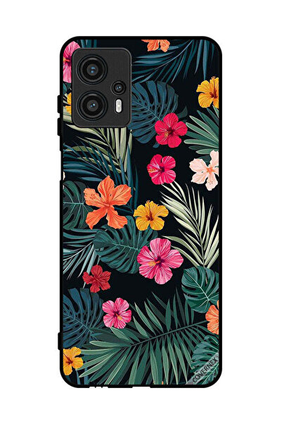 Covernex غطاء حماية لهاتف موتورولا موتو جي 13 - زهور متعددة الألوان وريش أخضر...