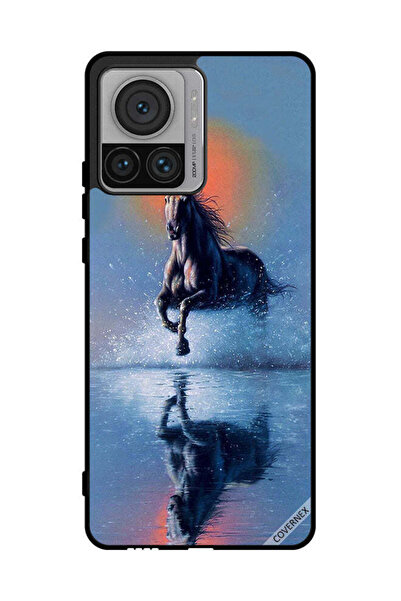Covernex غطاء حماية لهاتف موتورولا موتو X30 برو - رسم حصان يركض في الماء