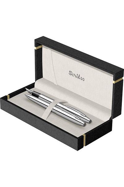 Mena Rise Şirinshop Noble 35 Fountain Pen Ballpoint Pen Set Chrome 1108107