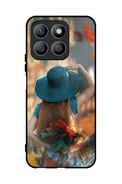 Covernex غطاء حماية لهاتف Honor X8b بطبعة فتاة قبعة تخفي أوراق الحب