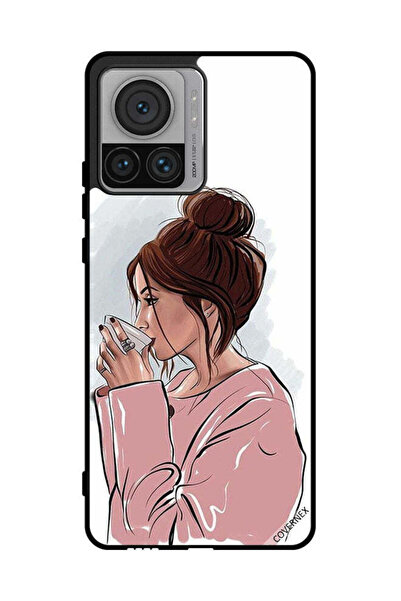 Covernex غطاء حماية لهاتف موتورولا إيدج 30 ألترا، رسم فتاة تشرب الشاي