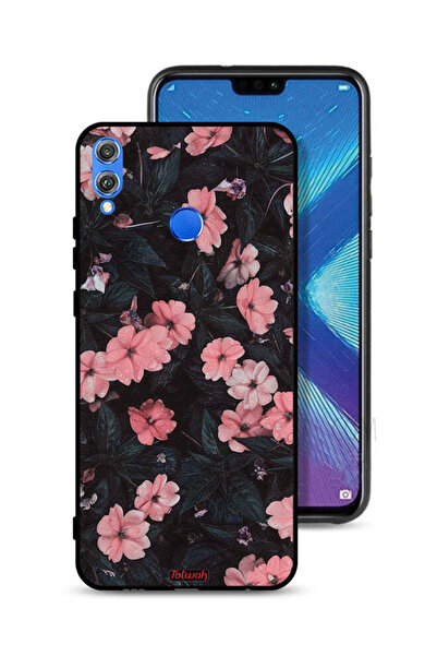 Tolwak غطاء حماية لهاتف Honor 8X - لون الخوخ والورود الصغيرة