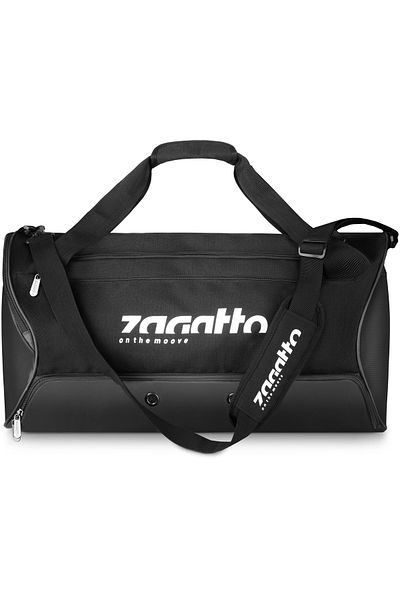 zagatto Men’s sports bag, black, waterproof, 60L, 51x35x30 cm, shoe pocket, gym/travel use, ZG681