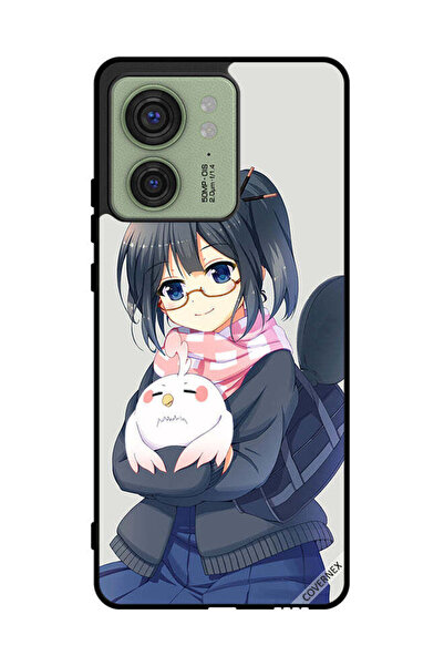 Covernex غطاء حماية لهاتف موتورولا إيدج 40 - رسمة فتاة تحمل حيوانًا أليفًا