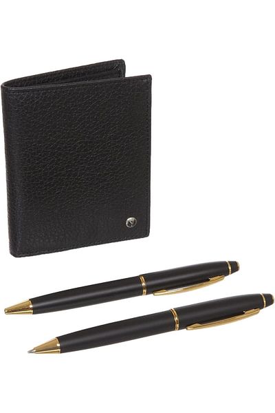 Mena Rise Şirinshop 35 Matte Black Gold Pen Set Komfort Wallet Black 1108107