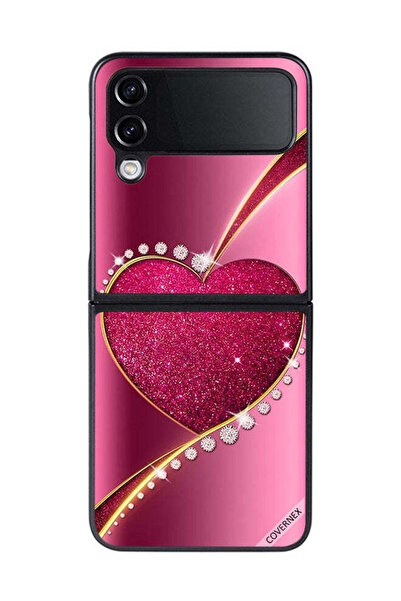 Covernex غطاء حماية لهاتف سامسونج جالاكسي زد فليب 4 بتصميم قلب لامع من الألماس