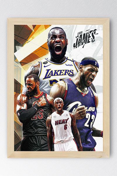 Saturn Lebron James Framed Painting - Basketball Nba Poster Painting