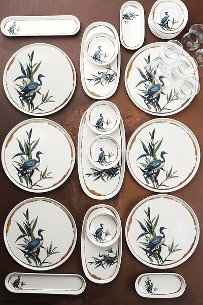 Manaferra Crane 29 Piece Porcelain Breakfast Set Breakfast Set & Set for 6 People