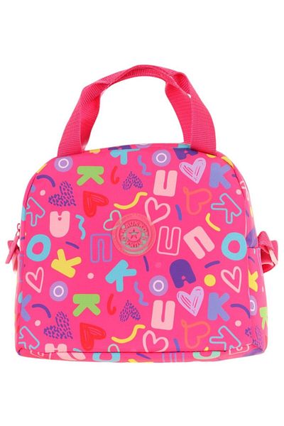 KAUKKO Pink Heart and Kaukko Printed Lunchbox for Girls (Thermal Insulated) (K9058)