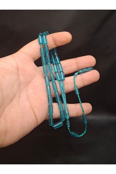 Han Ticarethane Turquoise Color Cut Powder Amber Prayer Beads with Cutting System