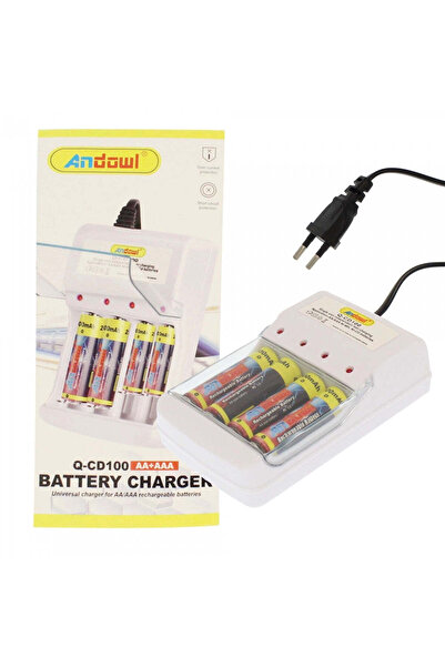 divendi-ro Battery charger with 4 slots for AA and AAA batteries Andowl Q-CD100 - White