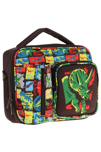 KAUKKO Men's Black Green Rhino Thermal Insulated Three Compartments (Water Bottle Pocket) School Lunchbox L7263