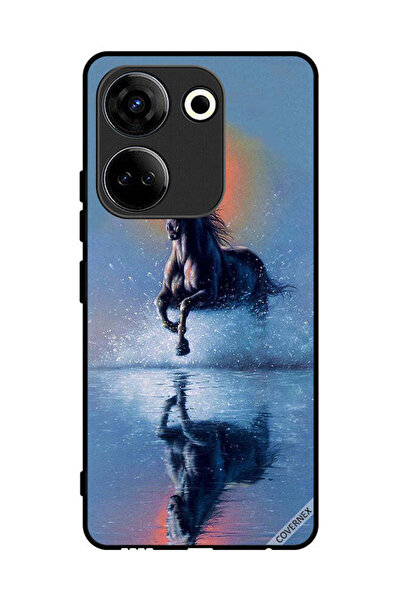 Covernex غطاء حماية لهاتف تكنو كامون 20 - رسمة حصان يركض في الماء