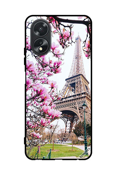 Covernex غطاء حماية لهاتف Oppo A38 - زهور وبرج إيفل