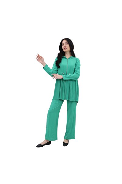 Levidor Double Suit with Gathered Waist and Pleated Detail