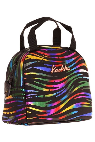 KAUKKO Cutie de prânz neagră cu imprimeu zebră multicoloră pentru fete (izolată termic) (K9055)
