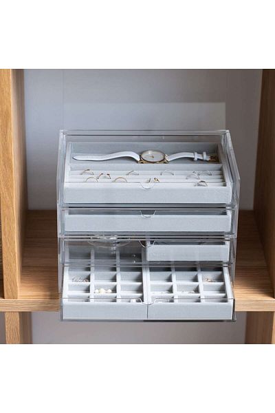 Muji Stackable Acrylic Storage Case with 2 Layered Drawer, W 25.5 x D 17 x H 9.5 cm