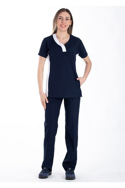 Alsancak Üniforma Petit Flex Bleumarin Lycra Țesătură subțire și elastică Set de uniforme pentru medic și asistentă