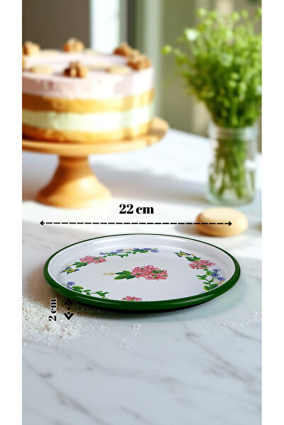 İnci Emaye 22 Cm Sunum Tepsisi Tek Kişilik Servis Tepsisi Kahve Tepsisi Tabağı Sunum Tabağı Servis Tabağı Çeyiz