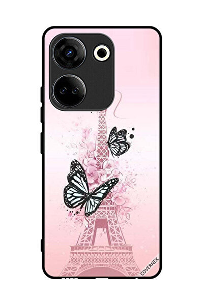 Covernex غطاء حماية لهاتف تكنو كامون 20 - فراشات على برج إيفل